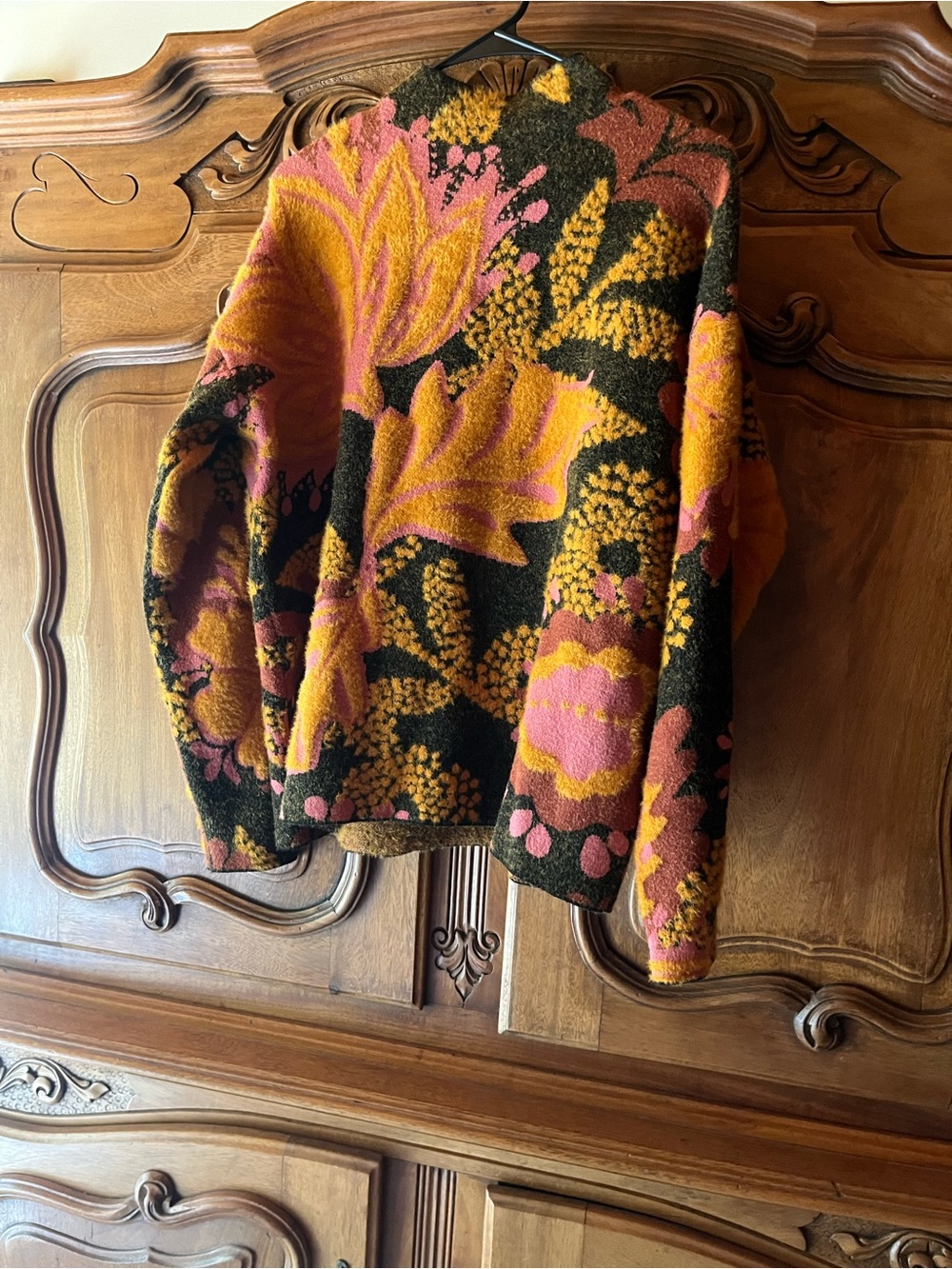 Soft & Cozy Rachel Zoe Floral Turtleneck Sweater in Brown, Mustard & Pink - Picture 3 of 6